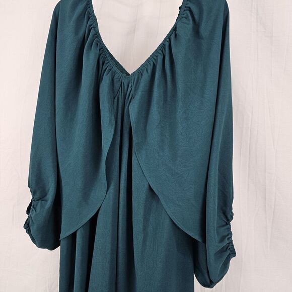 Oddy LOVELY DAY LONG SLEEVE MINI FLARE DRESSWomen's Plus Size 3XL Emerald Green - Picture 5 of 9